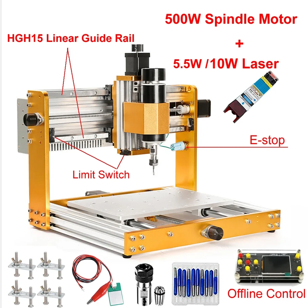 Mini Laser Engraver Cnc Router - Frezarka CNC z prowadnicą liniową, aluminiowa,