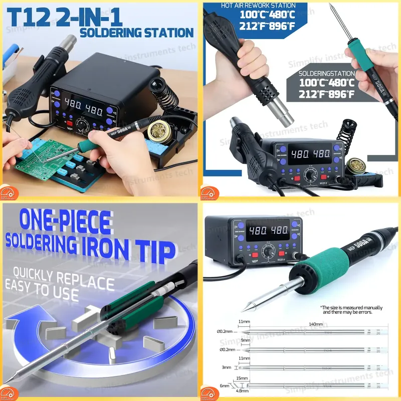 Stacja lutownicza 775W 2 w 1 z – Hot Air Rework Station T12 recenzja i cena