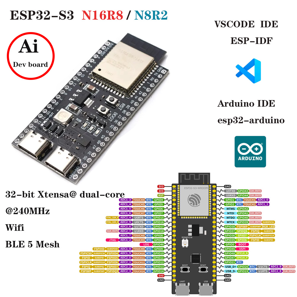 Płytki rozwojowe ESP32-S3 z ze – Esp32 S3 Development Board Lot recenzja i cena